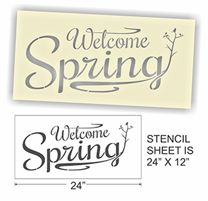 Sign Stencil Welcome Spring