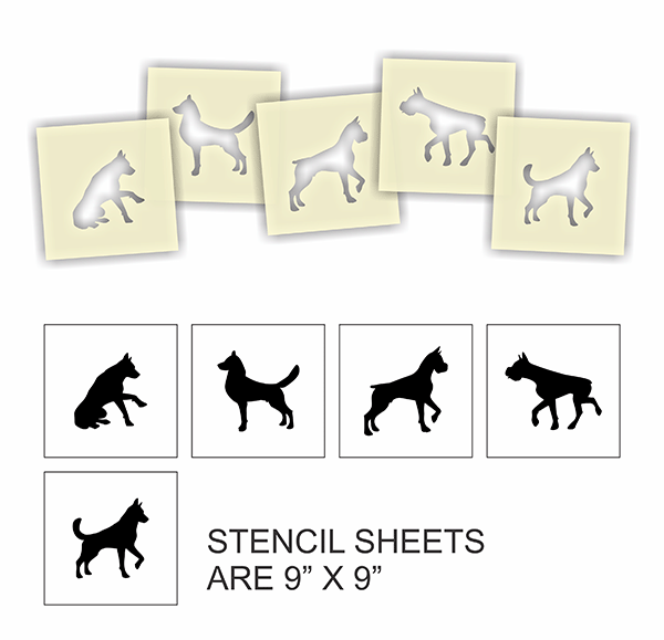 Craft Stencil Set Dogs Pack