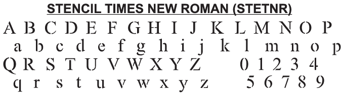 STENCIL TIMES NEW ROMAN